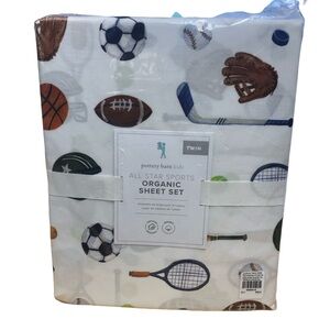 Pottery Barn Kids All Star Sports Sheet Set - White and Multicolor